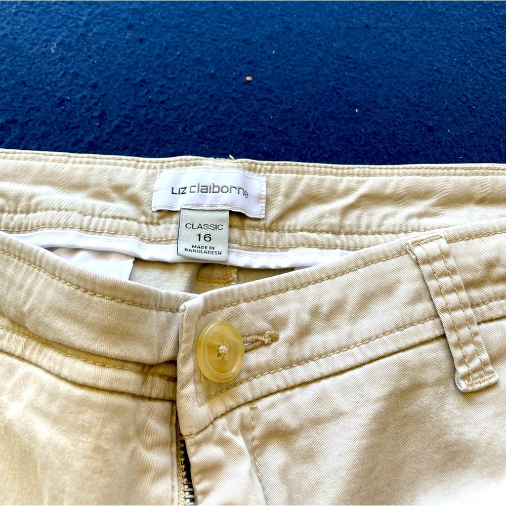 Liz Claiborne ankle crop pants, light Khaki color, sz 16.